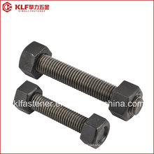 Black B7 Stud Bolts / B7 Threaded Bolt with Two Hex Nuts